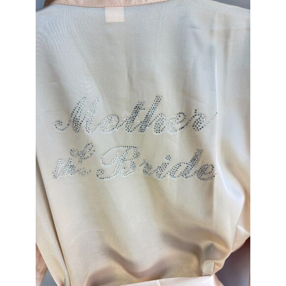 Mother of the Bride NEW Rhinestone Cream Satin Robe Size S/M Kimono Wedding - Picture 6 of 11